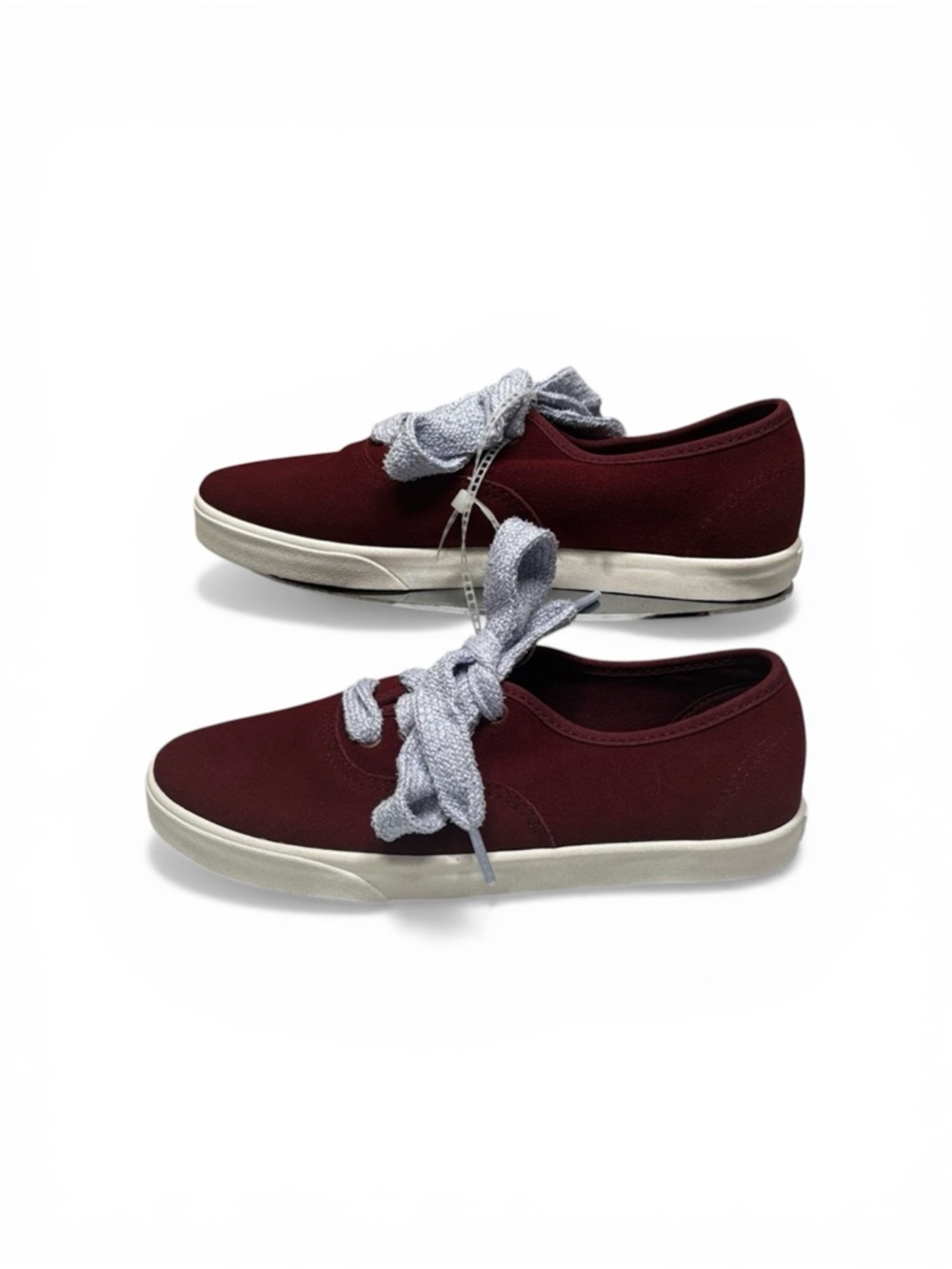 New Vans Authentic Lowpro Burgundy Suede Fat Lace Halogen Blue Sneakers W6/M4.5